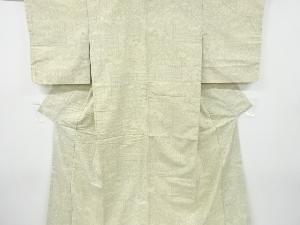 アンティーク　屋敷に草花模様織り出し十日町紬着物